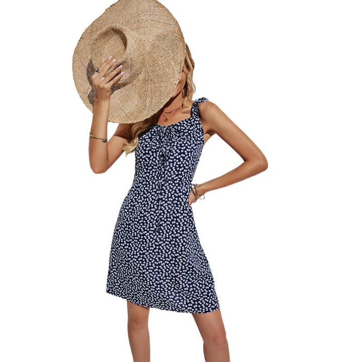 Damen Sommerkleid mit verstellbaren Spaghetti-Trägern und verspieltem Blumenmuster Drune