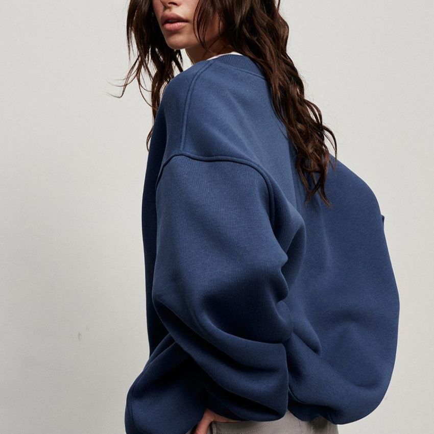 Damen Oversized Sweatshirt mit dropped Shoulder und weichem Fleece-Waren Drune
