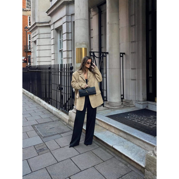 Damen Oversize-Blazerjacke mit lässigem Schnitt und tiefen Taschen Drune