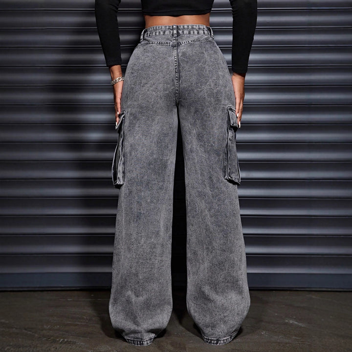 Damen Cargo-Jeans mit hohem Bund und praktischen Seitentaschen Drune