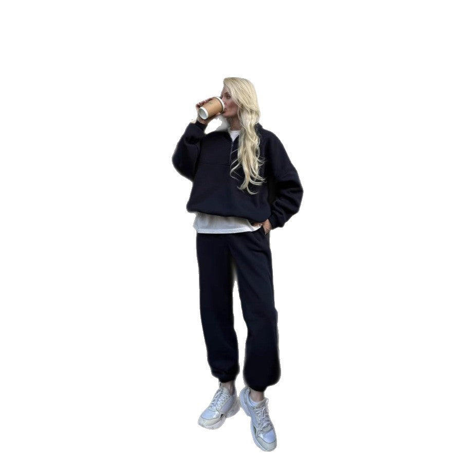 Damen lässiges Sweatshirt-Set mit elastischem Bündchen Drune