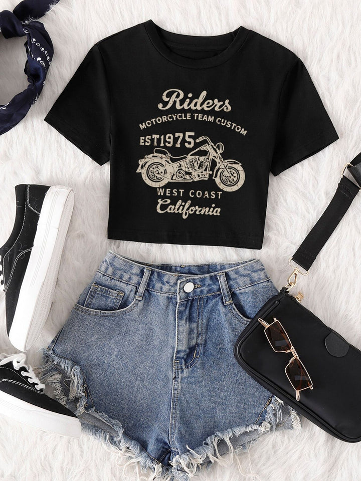 Damen Crop-Top mit auffälligem Schriftzug Drune