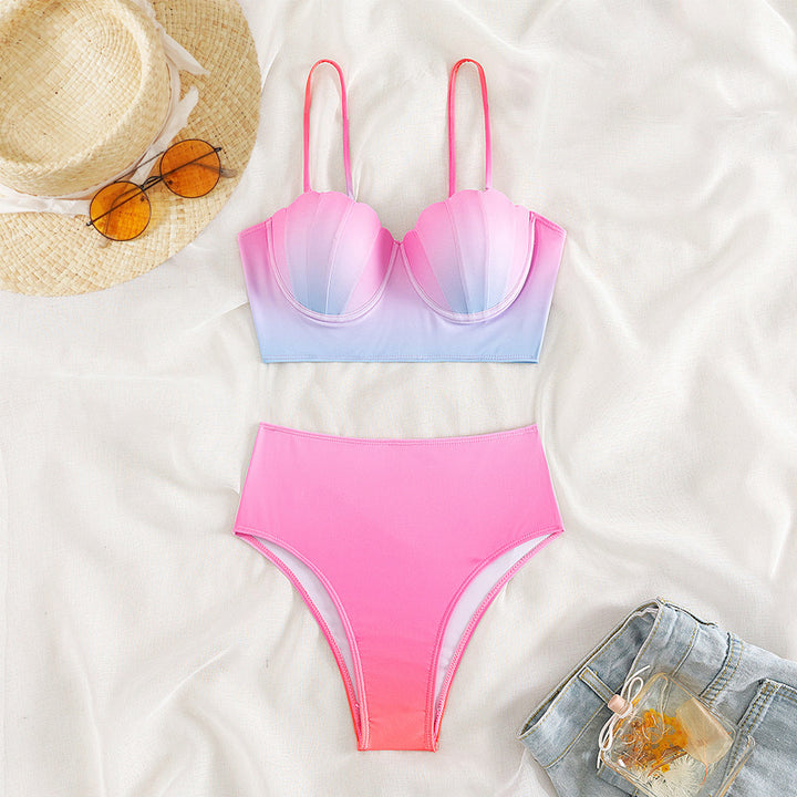 Damen Bikini-Oberteil mit Muschelform und hohem Bund Drune