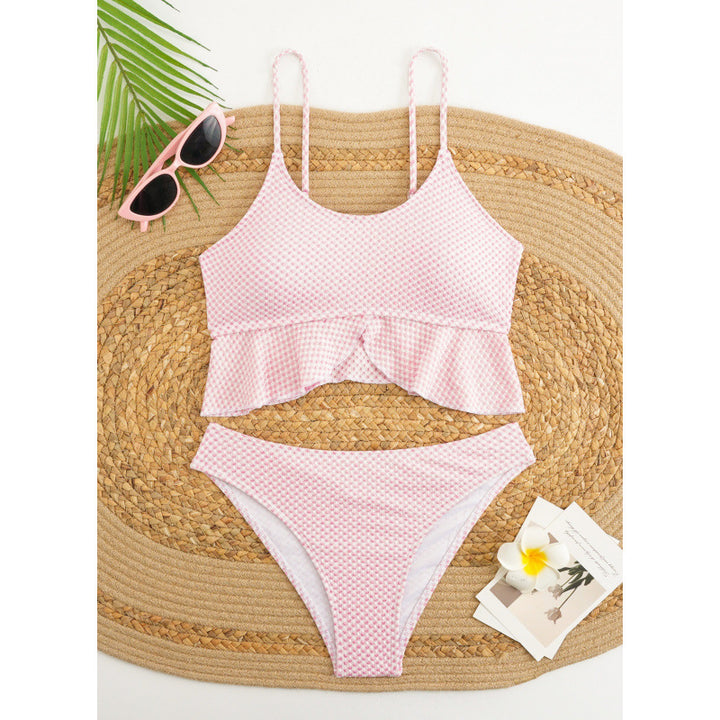 Damen Bikiniversatile mit Rüschen und Karomuster Drune