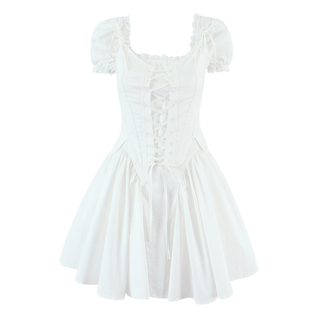Damen verspieltes kurze Puffärmelkleid Drune