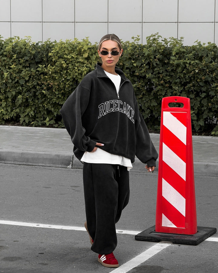 Damen bequemer Oversized Sweatpullover mit hochwertigem Reißverschluss und lässigem Schnitt Drune