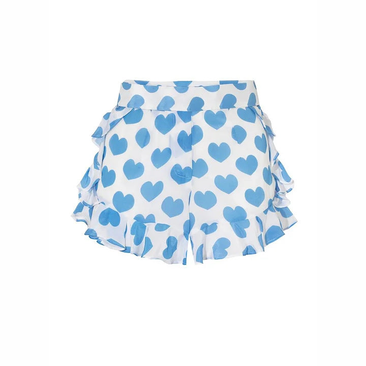 Damen Bikiniset mit herzförmigen Mustern und Rüschenrock Drune