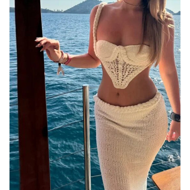 Damen Häkel-Bikini-Set mit verstellbaren Trägern und elastischem Bund Drune