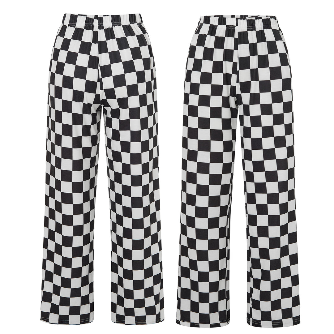 Damen Karierte Palazzohose Drune