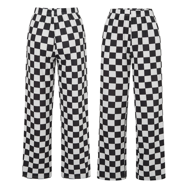 Damen Karierte Palazzohose Drune