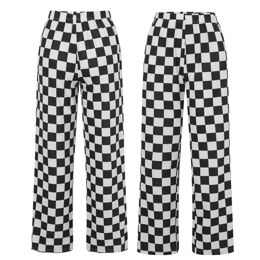 Damen Karierte Palazzohose Drune