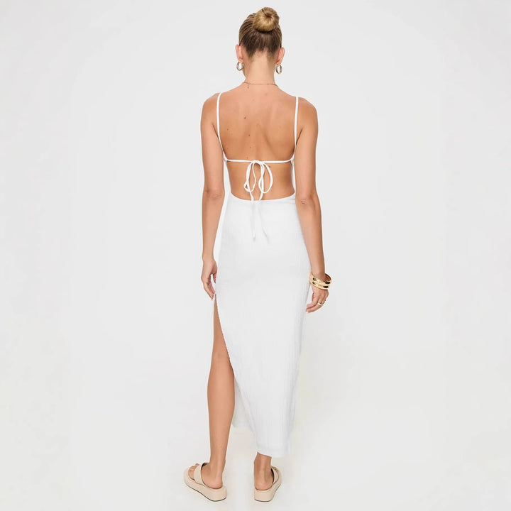 Damen Maxikleid mit schmalen Spaghettiträgern und figurumspielendem Schnitt Drune