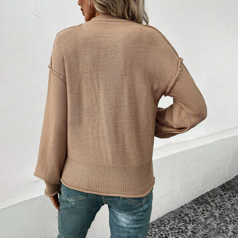 Damen Strickpullover mit praktischer Brusttasche und lässigem Schnitt Drune