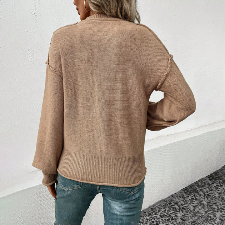 Damen Strickpullover mit praktischer Brusttasche und lässigem Schnitt Drune