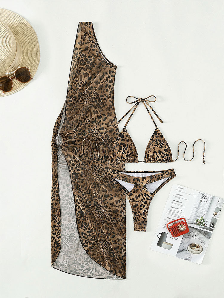 Damen Triangel-Bikini mit transparentem Strandüberwurf Drune