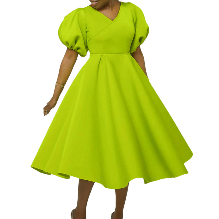 Damen Maxikleid mit Puffärmeln und eleganter Taillierung Drune