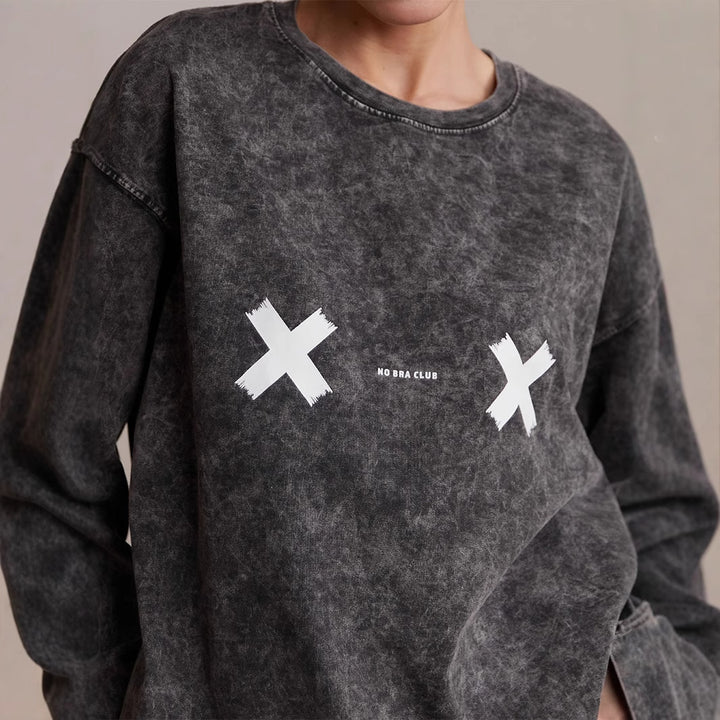 Damen lässiges Sweatshirt mit kreativem Grafikdruck Drune