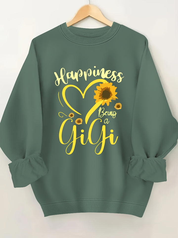 Damen Sweatshirt mit voluminösen Ärmeln und fröhlichem Motiv Drune