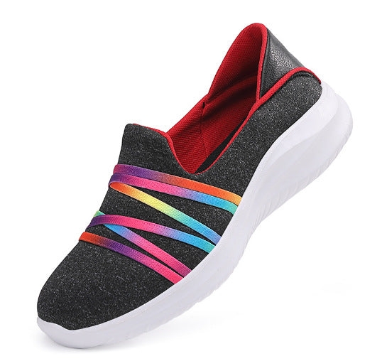 Damen nan eleganter Schlupfsneaker mit elastischen Zierbändern, atmungsaktiver Strickkonstruktion und gedämpfter Komfortlaufsohle Drune