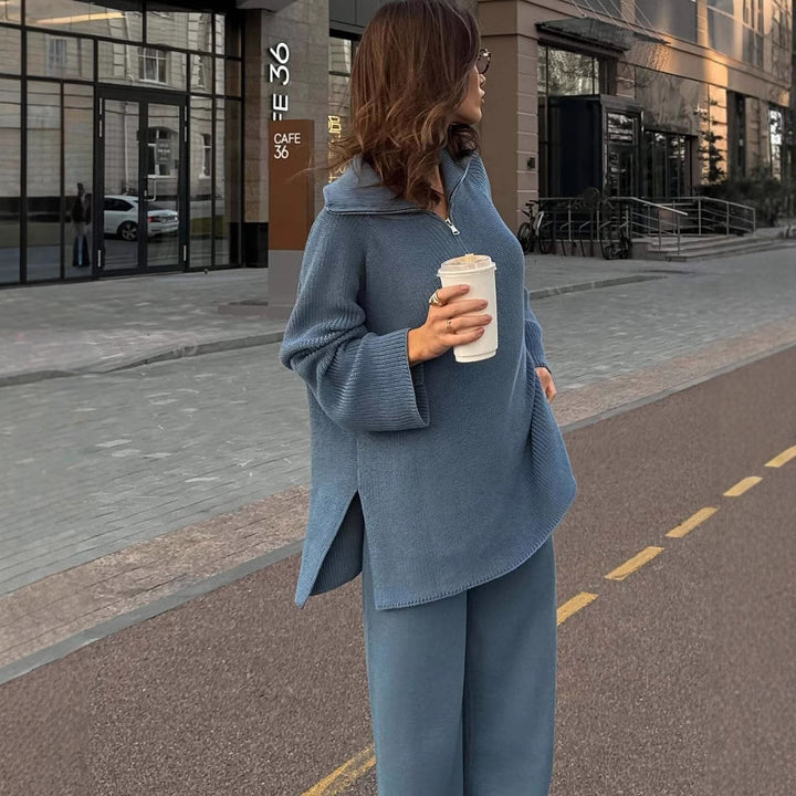 Damen lässiger Pullover mit hohem Kragen Drune