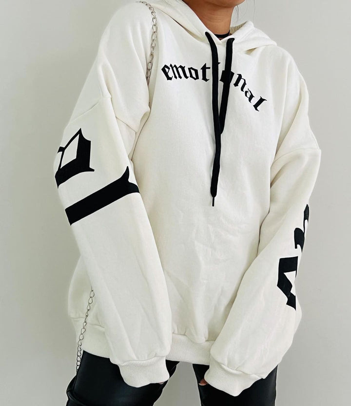 Damen Oversized Kapuzenpullover mit grafischem Print Drune