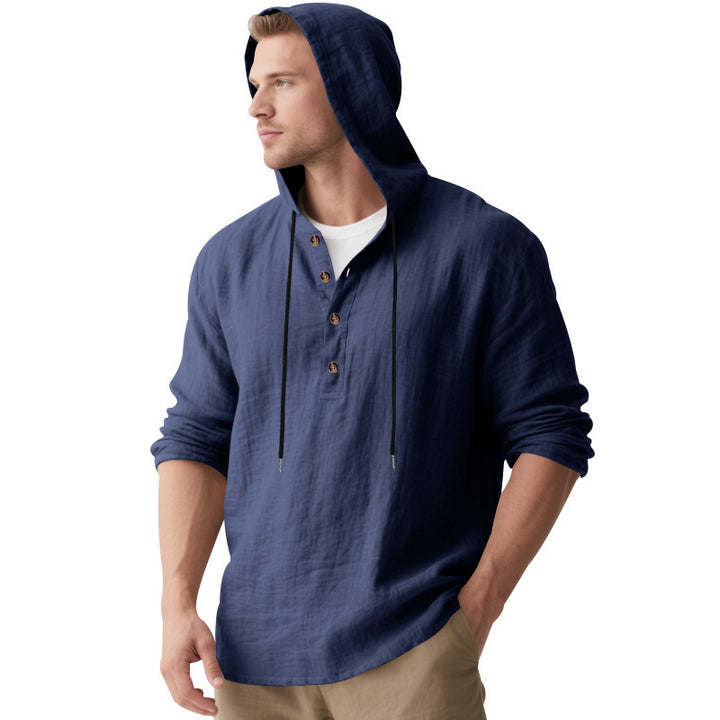 Herren Kapuzenshirt mit Knopfleiste und lässigem Schnitt Drune