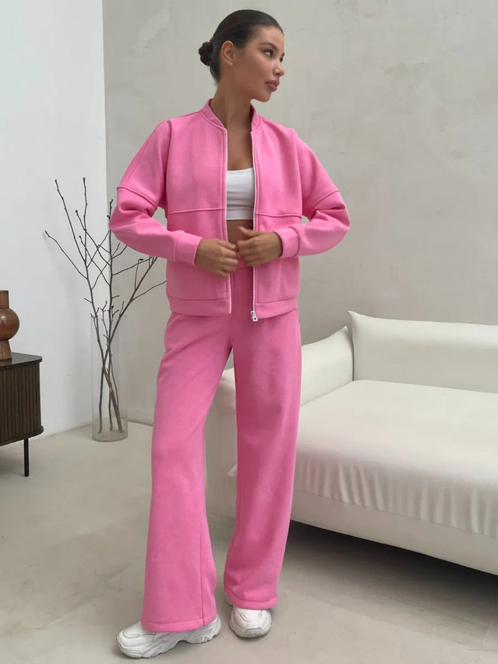 Damen Sportliches Lounge-Set mit kuscheliger Jacke und bequemen Hosen Drune