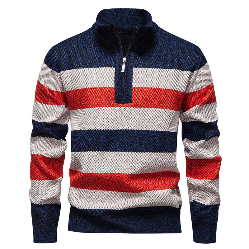 Herren lässiger Pullover mit modernem Stehkragen und Halbreißverschluss Drune