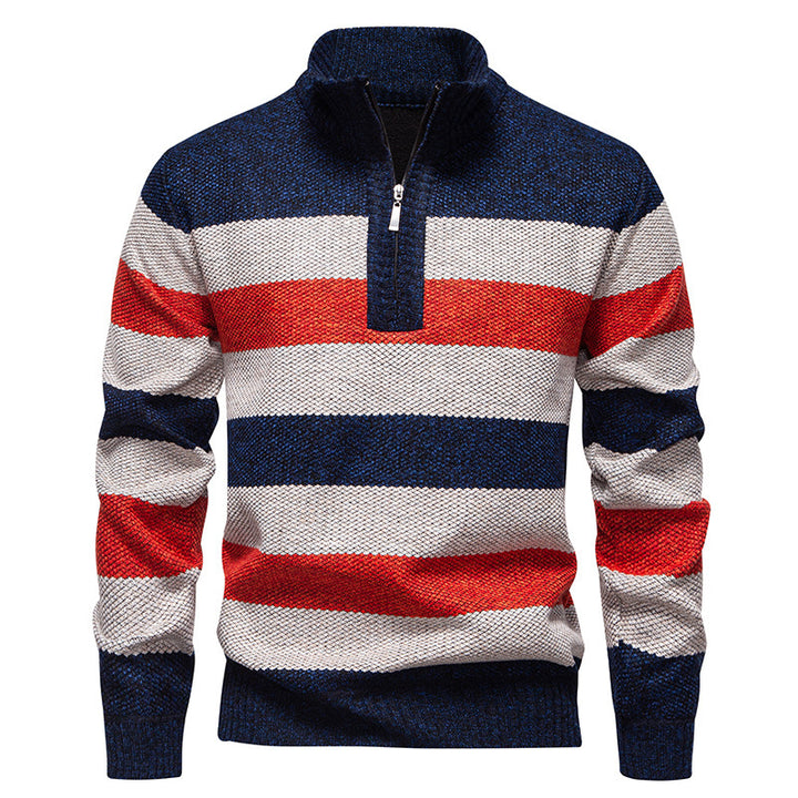 Herren lässiger Pullover mit modernem Stehkragen und Halbreißverschluss Drune