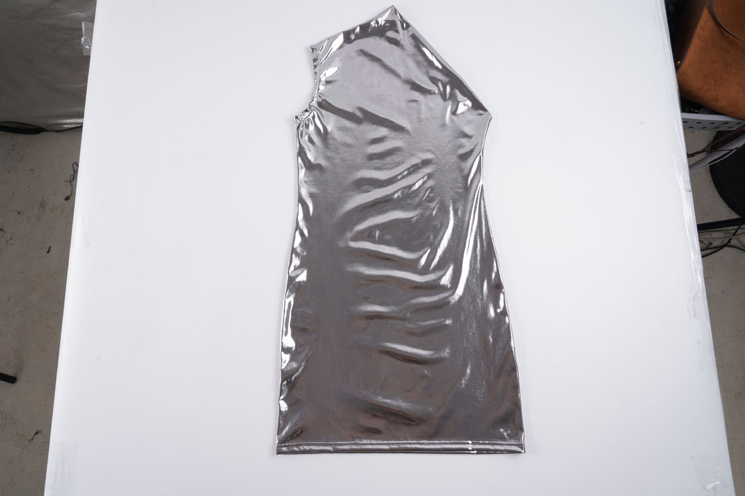 Damen figurbetontes Glitzerkleid mit asymmetrischem Ausschnitt Drune