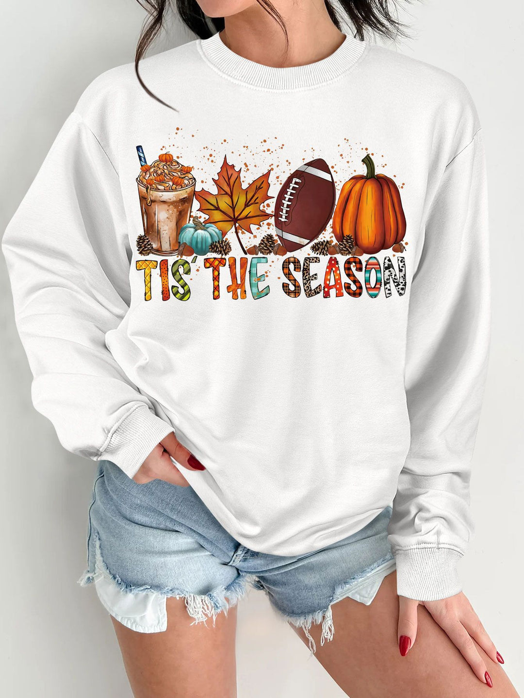 Damen Sweatshirt mit herbstlichem Motiv und lässigem Schnitt Drune