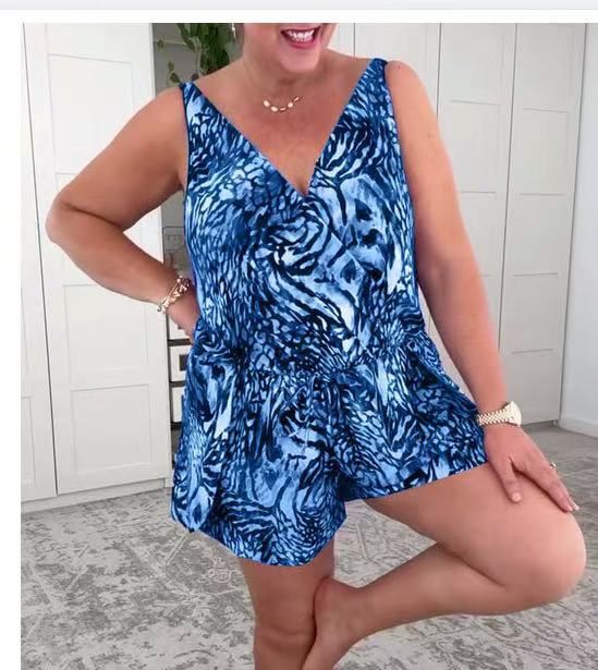 Damen lässiger Overall mit buntem Tiermuster Drune