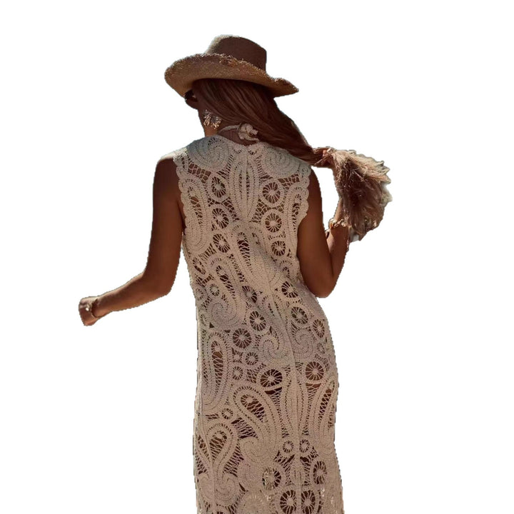 Damen Häkel-Überwurfkleid mit seitlichem Schlitz Drune