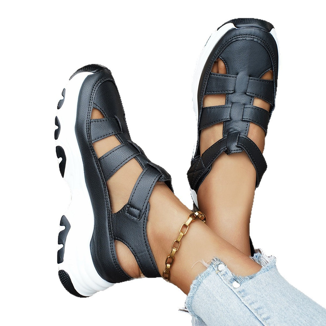 Damen  sportive Plateau-Sandalette im Sneakerstil mit verstellbaren Riemen und dämpfender EVA-Sohle Drune