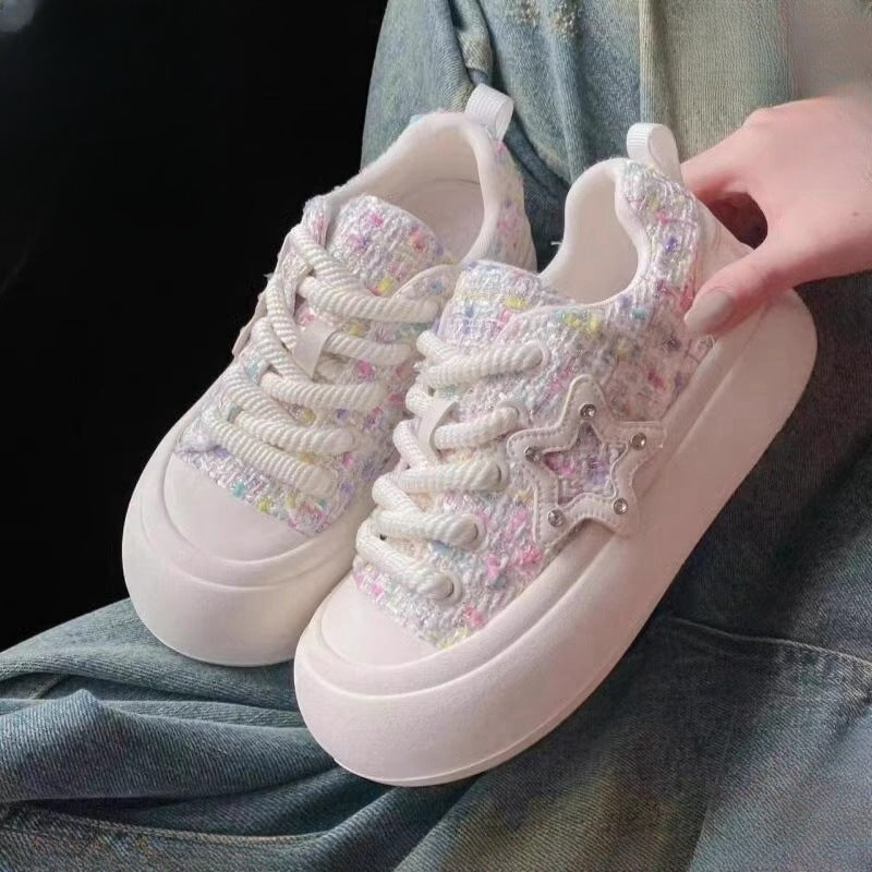 Damen Elegante und bequeme Sneakers mit glitzerndem Sternen-Detail Drune