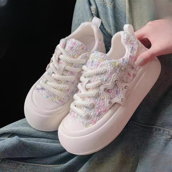 Damen Elegante und bequeme Sneakers mit glitzerndem Sternen-Detail Drune