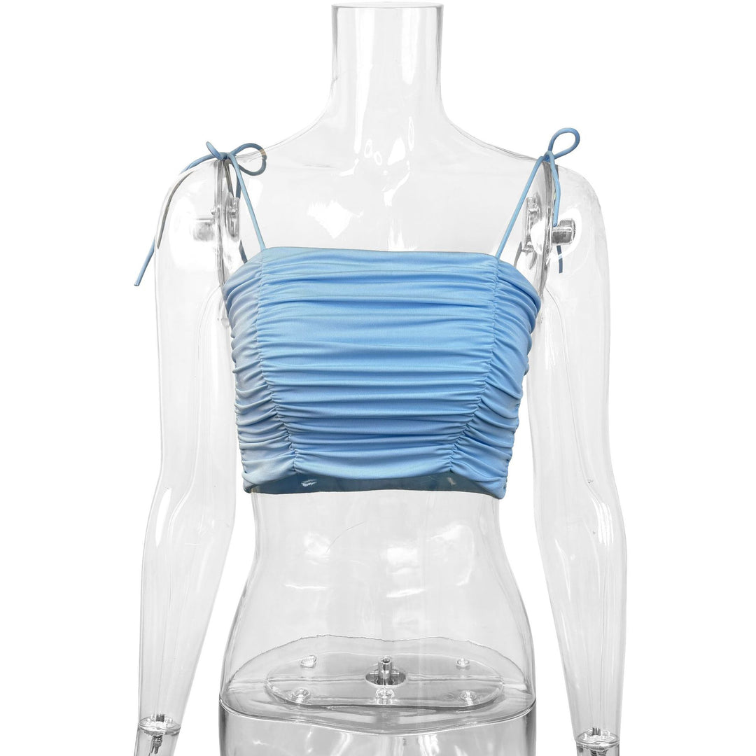 Damen Crop-Top mit Raffungen und verstellbaren Trägern Drune
