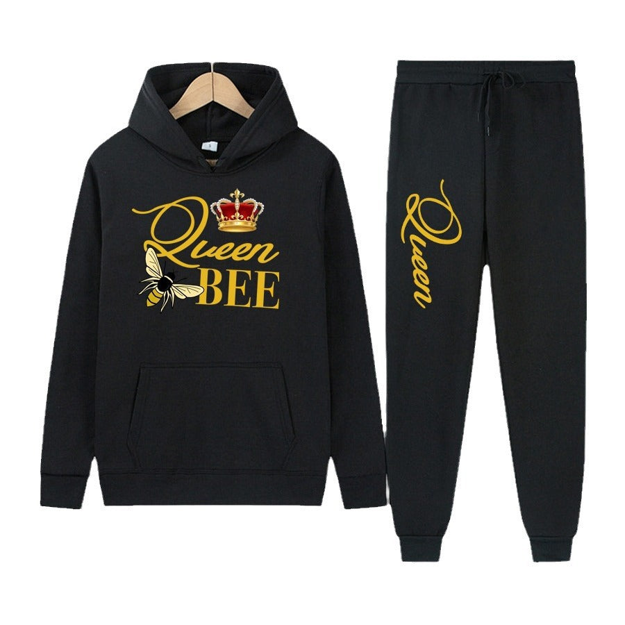 Damen Hoodie und Jogginghose Set mit kreativem "Queen Bee" Design Drune