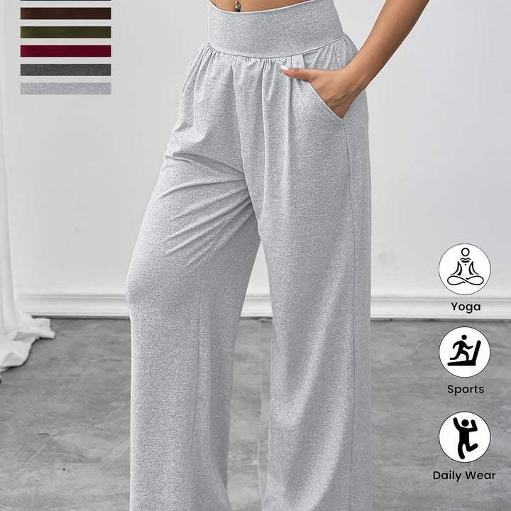 Damen gemütliche Freizeithose mit elastischem Bund und Seitentaschen Drune