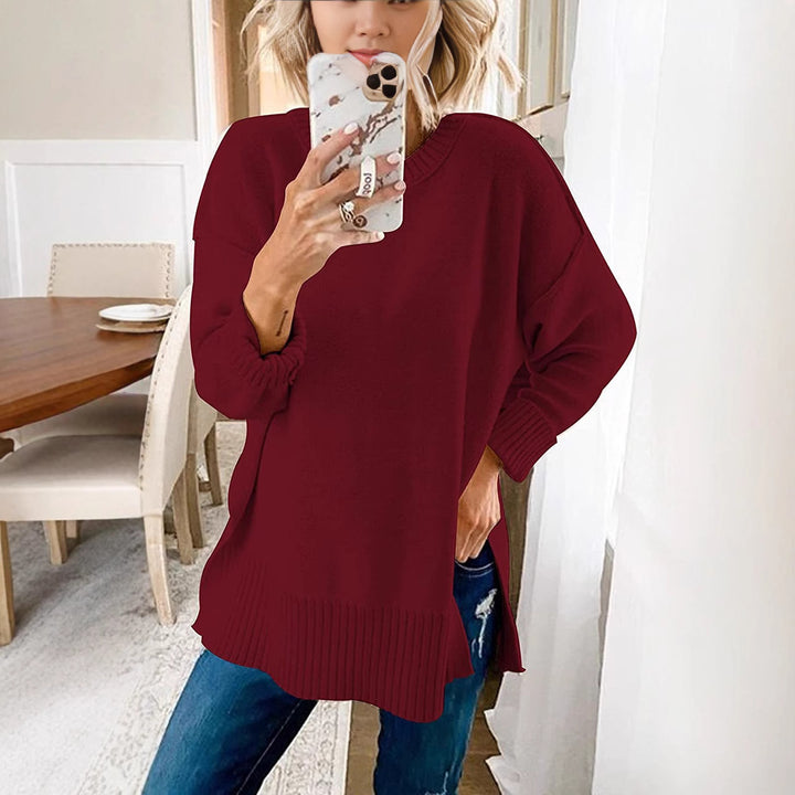 Damen lässiger Pullover mit asymmetrischem Saum und strukturiertem Rippdesign Drune