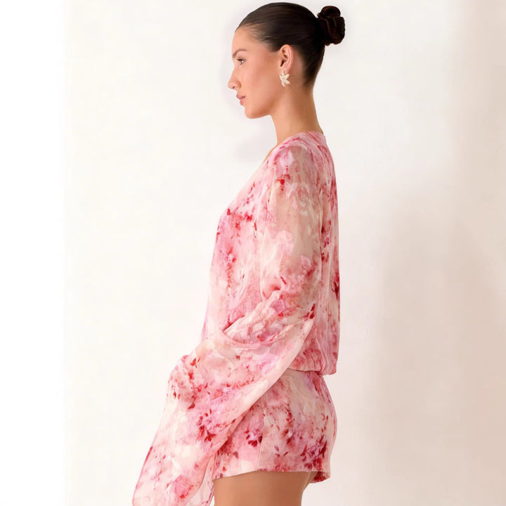 Damen Kimono-Kleid mit fließendem Schnitt und elegantem V-Ausschnitt Drune