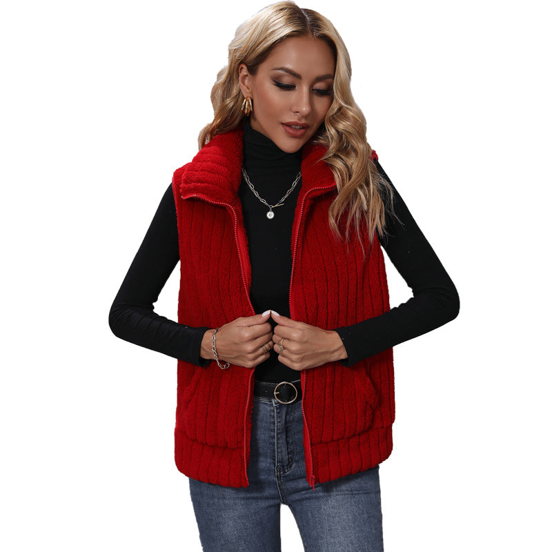 Damen Fleece-Weste mit strukturiertem Material und praktischen Taschen Drune