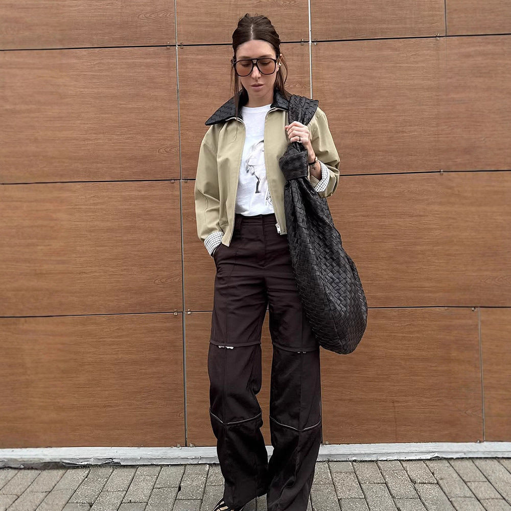 Damen legerer Übergangsjacke mit weichem Innenfutter und Karodetails Drune