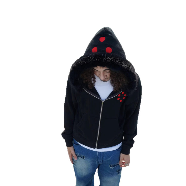 Damen modischer Kapuzenpullover mit Fleece-Kragen und dekorativen Details Drune
