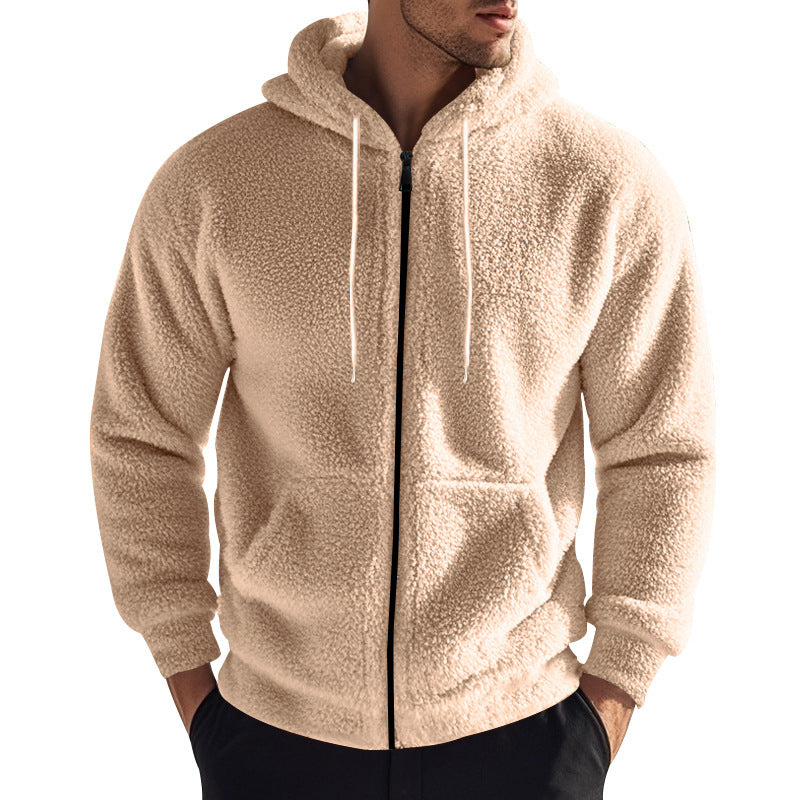 Herren kuschelige Fleecejacke mit Kapuze Drune
