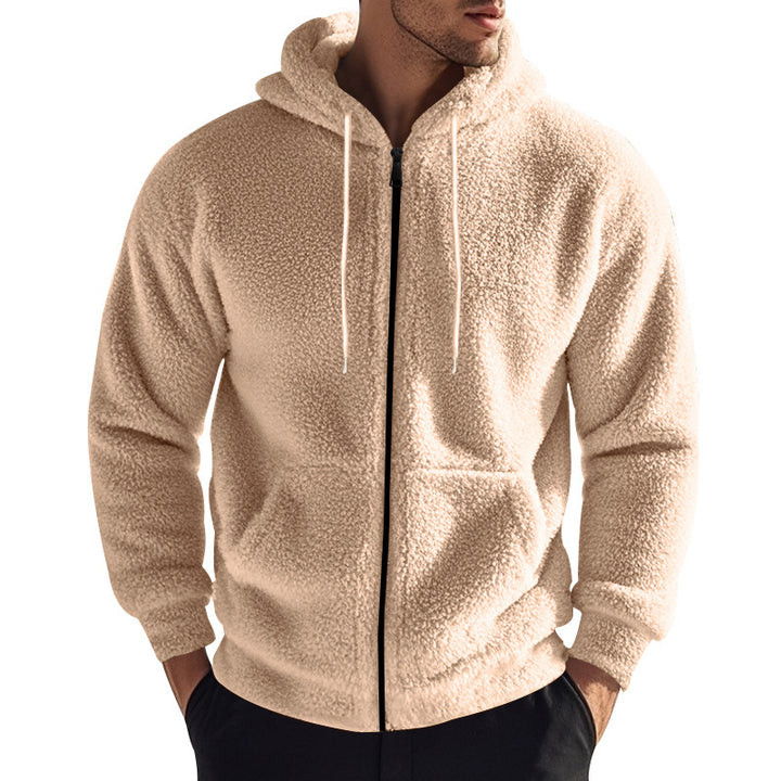 Herren kuschelige Fleecejacke mit Kapuze Drune