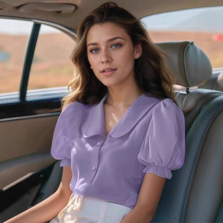 Damen Verspielt geschnittene Bluse mit Puffärmeln und Knopfdetails Drune