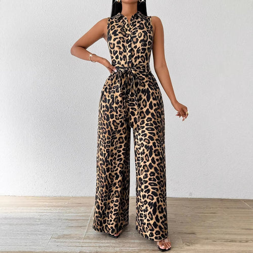 Damen weites Overall mit auffälligem Leopardenmuster Drune