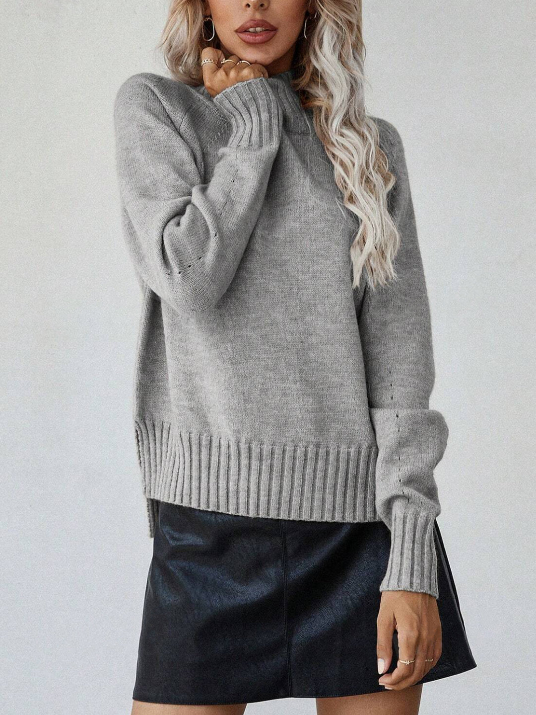 Damen Strickpullover mit hohem Kragen und lässiger Passform Drune