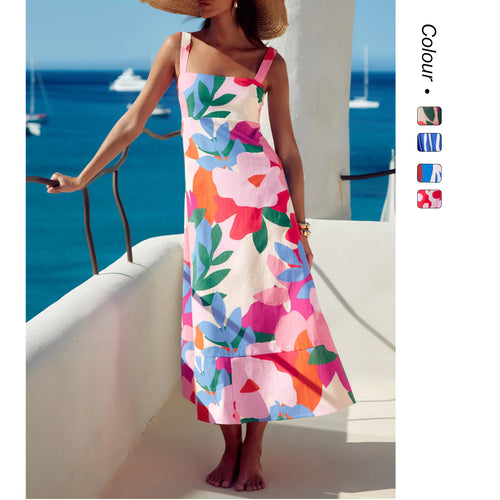 Damen Maxikleid mit floralem Design und rückenfreiem Schnitt Drune